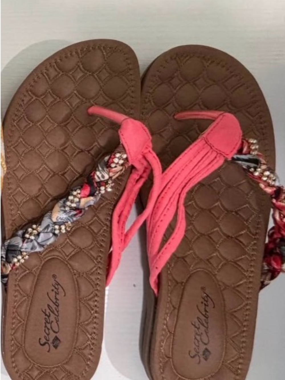 Coral Braided Thong Sandals for Women